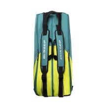 Dunlop Tennis-Racketbag SX Performance (Schlägertasche, 3 Hauptfächer, Thermofach) 2025 blaugrün/gelb 12er